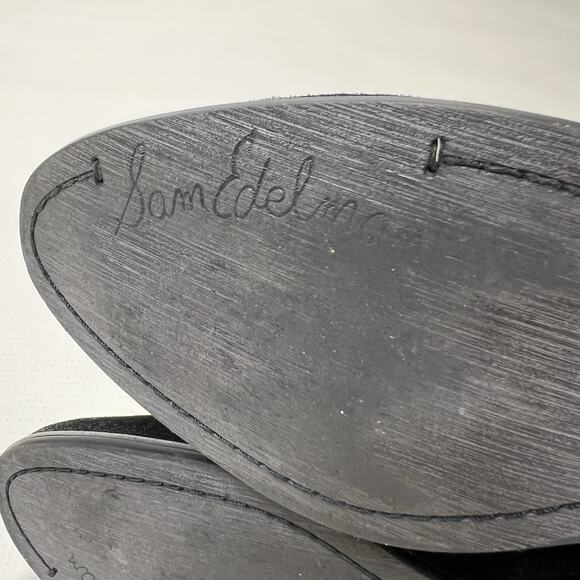 Sam Edelman Posey Suede Leather Ankle Booties Womens 8.5 Metal Chain Black Boots - Picture 9 of 15